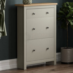 Lassic Vida Designs Arlington 2 Door 1 Drawer Grey Shoe Storage Cabinet - thumbnail 3