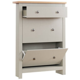 Lassic Vida Designs Arlington 2 Door 1 Drawer Grey Shoe Storage Cabinet - thumbnail 8