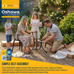 Homeology Oshowa Black Garden And Patio Cast Aluminium Bistro Table - thumbnail 8