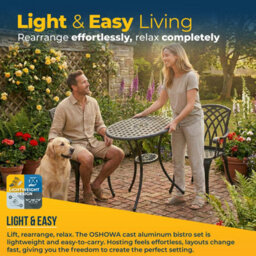 Homeology Oshowa Black Garden And Patio Cast Aluminium Bistro Table - thumbnail 7