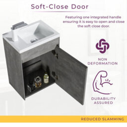 Plum&clay Rigel Concrete Wall Hung Cloakroom Vanity Unit With Resin Basin (W)55Cm (H)63Cm - thumbnail 5