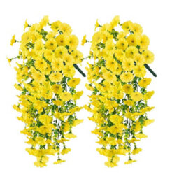 Artificial Petunia Flowers For Outdoor Hanging, 2 Pieces Faux Petunias, Hanging Artificial Flowers - thumbnail 1