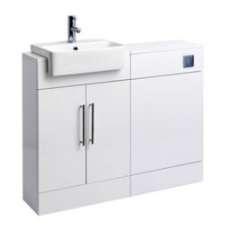Homestylestore 1050mm White Bathroom Combination Vanity Toilet Wc Unit And Chrome T Bar Handles - thumbnail 1