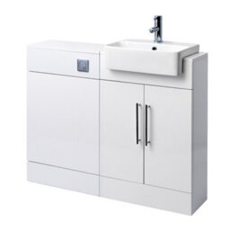 Homestylestore 1050mm White Bathroom Combination Vanity Toilet Wc Unit And Chrome T Bar Handles - thumbnail 2