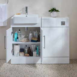 Homestylestore 1050mm White Bathroom Combination Vanity Toilet Wc Unit And Chrome T Bar Handles - thumbnail 3