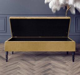 Safar Plain 90Cm Ottoman Storage Bench - Plush Velvet Shoe Bench - Mink Upholstery Footstool With Storage - thumbnail 2