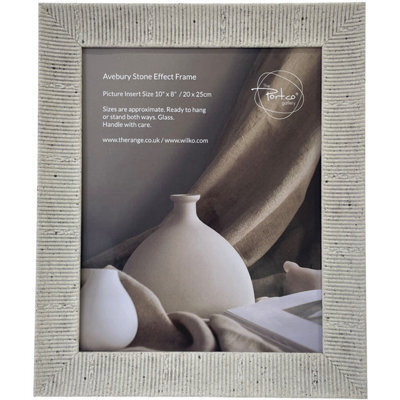 Deenz 2 X Avebury Stone Effect Finish Photo Frame Ribbed Pattern Neutral 8X10'' Wall Mount & Standing Contemporary 30 X 25 Cm - image 1