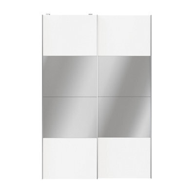 GoodHome Atomia Contemporary Panelled Mirrored Gloss White 2 Door Sliding Wardrobe Door Kit (H)2250mm (W)1500mm - image 1