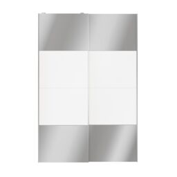 GoodHome Atomia Contemporary Panelled Mirrored Gloss White 2 Door Sliding Wardrobe Door Kit (H)2250mm (W)1500mm - thumbnail 3