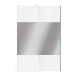 GoodHome Atomia Contemporary Panelled Mirrored Gloss White 2 Door Sliding Wardrobe Door Kit (H)2250mm (W)1500mm - thumbnail 1