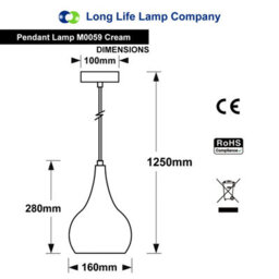 Long Life Lamps Company Modern White Metal Ceiling Pendant Light Droplet Shade M0059 - thumbnail 2