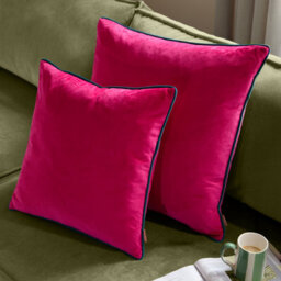 furn. Furn Meridian Velvet Feather Filled Cushion, Raspberry/teal, 45 X 45Cm - thumbnail 5