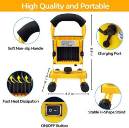New 10W Bright Cob Led Rechargeable Cordless Portable Building Flood Light Camping - thumbnail 3