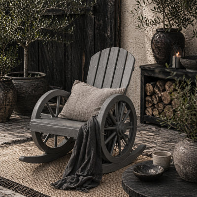 Wyld Haus Elna Grey Adirondack-Style Reclining Outdoor Rocking Chair, Fir Wood, L68 X D88 X H92Cm - image 1