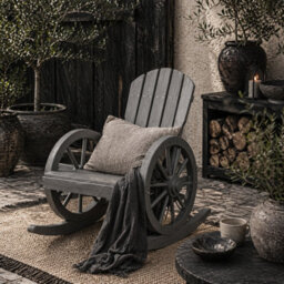 Wyld Haus Elna Grey Adirondack-Style Reclining Outdoor Rocking Chair, Fir Wood, L68 X D88 X H92Cm - thumbnail 1