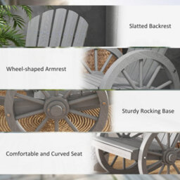 Wyld Haus Elna Grey Adirondack-Style Reclining Outdoor Rocking Chair, Fir Wood, L68 X D88 X H92Cm - thumbnail 8