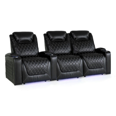 Valencia Oslo Xl Home Cinema Seating Row Of 3 Loveseat Right Black Nappa Leather Power Recliner And Headrest - image 1