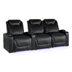 Valencia Oslo Xl Home Cinema Seating Row Of 3 Loveseat Right Black Nappa Leather Power Recliner And Headrest