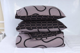 Ameha Print Duvet Cover Matching Pillowcase 3 Piece Set Black & Grey Wave Design Super King Size (260X220Cm) - thumbnail 5