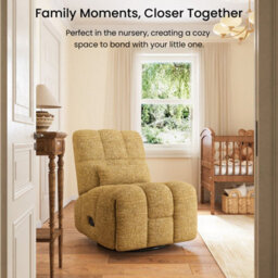 Flexispot Swivel And Rocking Manual Recliner Chairs For Small Space Mini Waffle In Lemon Tart - thumbnail 4