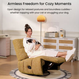 Flexispot Swivel And Rocking Manual Recliner Chairs For Small Space Mini Waffle In Lemon Tart - thumbnail 3