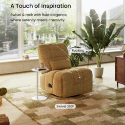 Flexispot Swivel And Rocking Manual Recliner Chairs For Small Space Mini Waffle In Lemon Tart - thumbnail 2