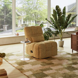 Flexispot Swivel And Rocking Manual Recliner Chairs For Small Space Mini Waffle In Lemon Tart - thumbnail 1