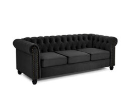 Home Detail Chester 3 Seater Sofa, Black Velvet - thumbnail 2
