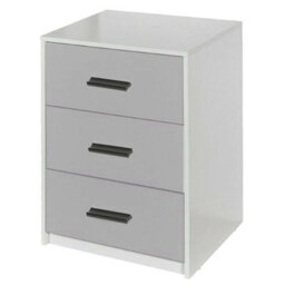 Urbn-Living Urbnliving Height 56Cm 3 Drawer Wooden Bedroom Bedside Cabinet Furniture White Carcass And Grey Drawers Storage Nightstand - thumbnail 1