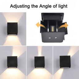 Amorly 12W Black Square Modern Sensor Wall Light, Ip65 Waterproof 3000K Warm White Indoor & Outdoor Wall Sconce - thumbnail 5