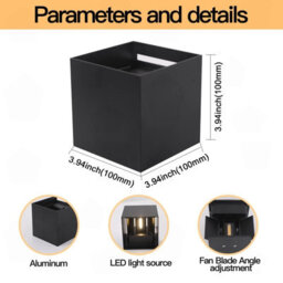 Amorly 12W Black Square Modern Sensor Wall Light, Ip65 Waterproof 3000K Warm White Indoor & Outdoor Wall Sconce - thumbnail 4