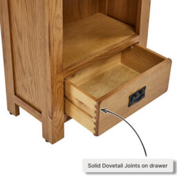 The Furniture Market Rustic Oak Tall Narrow Alcove Adjustable 5 Shelf Bookcase With Drawer - thumbnail 5