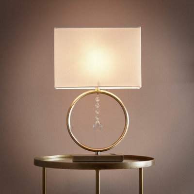 K Living Lizzy Antique Brass Table Lamp With Cream Shade - image 1