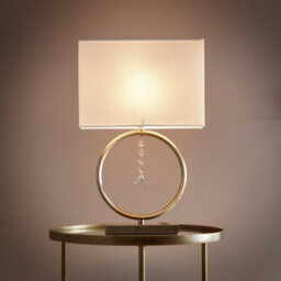 K Living Lizzy Antique Brass Table Lamp With Cream Shade