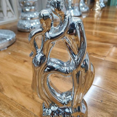 Biznest Couple In Love Sculpture Home Decor Silver Ornament,gift Ready Box, Gift Idea For Birthday, Mother's Day