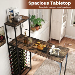 Costway Bar Table With Foldable Tabletop Tall Kitchen Island Table With Glass Racks - thumbnail 6