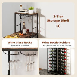 Costway Bar Table With Foldable Tabletop Tall Kitchen Island Table With Glass Racks - thumbnail 7