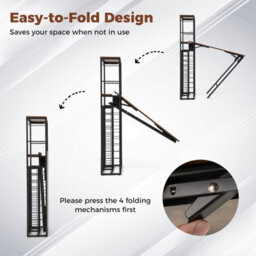 Costway Bar Table With Foldable Tabletop Tall Kitchen Island Table With Glass Racks - thumbnail 4