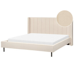 Beliani Bed Boucle Villette 180 X 200 Cm (Eu Super King) Beige - thumbnail 1