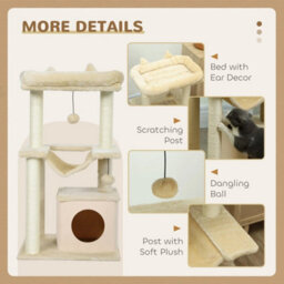 Cat Tree, 90Cm Cat Tower With Sisal Scratching Posts, Beige - thumbnail 4