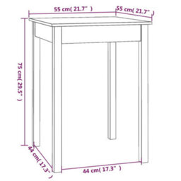 Berkfield Dining Table 55X55X75 Cm Solid Wood Pine - thumbnail 8