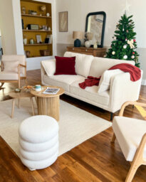 Nordlys White Bouclé Pouf With Storage Vintage Style Living Room - thumbnail 8