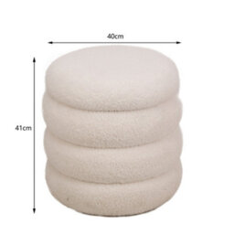 Nordlys White Bouclé Pouf With Storage Vintage Style Living Room - thumbnail 6
