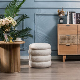 Nordlys White Bouclé Pouf With Storage Vintage Style Living Room - thumbnail 5