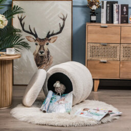 Nordlys White Bouclé Pouf With Storage Vintage Style Living Room - thumbnail 4