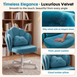 Gtplayer Office Desk Chair Makeup Vanity Chair Swivel Armless Height Adjustable Bedroom Dressing Table Chairs, Teddy, Blue - thumbnail 4