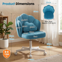 Gtplayer Office Desk Chair Makeup Vanity Chair Swivel Armless Height Adjustable Bedroom Dressing Table Chairs, Teddy, Blue - thumbnail 3