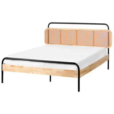 Beliani Bed Rattan Boussicourt 140 X 200 Cm (Eu Double) Light Brown - image 1