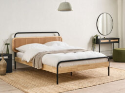 Beliani Bed Rattan Boussicourt 140 X 200 Cm (Eu Double) Light Brown - thumbnail 2