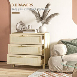 Homcom 3 Drawer Cabinet Storage Cupboard Sideboard Organiser Living Room - thumbnail 5